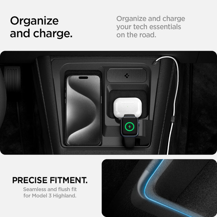 Nabíjecí stanice Spigen Tesla 3 in 1 Wireless Charging Hub Mount - černá - istyle.work