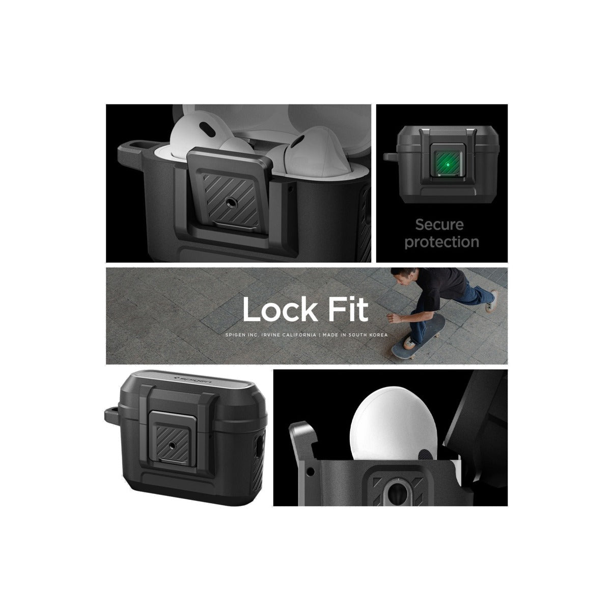 Obal pro AirPods Pro 2. gen Spigen Lock Fit - černý - istyle.work