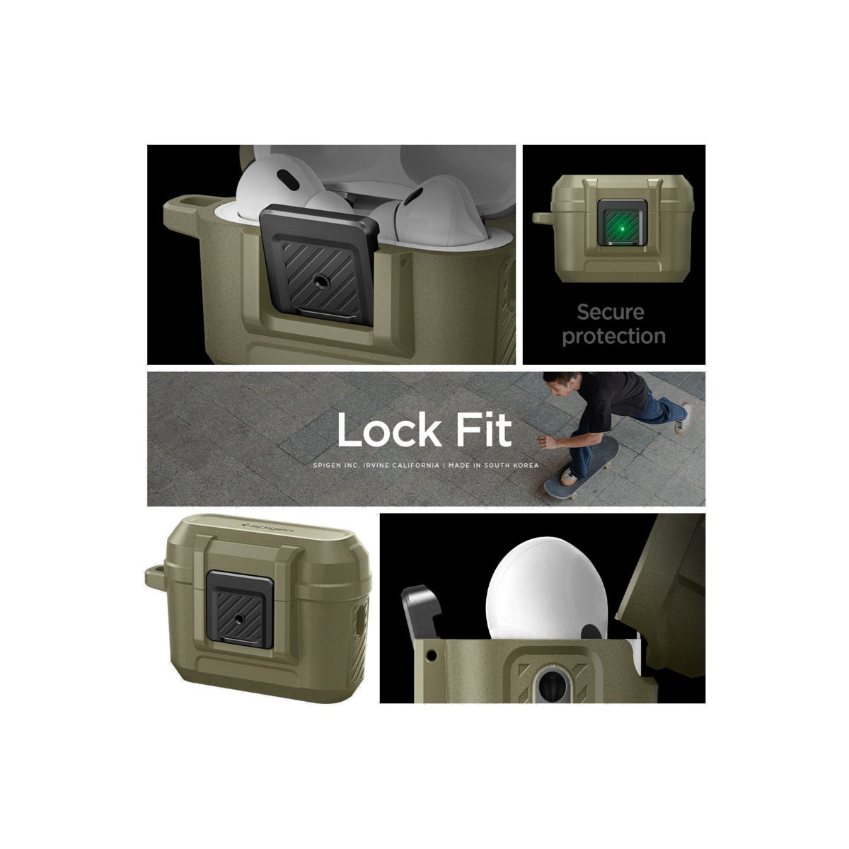 Obal pro AirPods Pro 2. gen Spigen Lock Fit - zelený - istyle.work