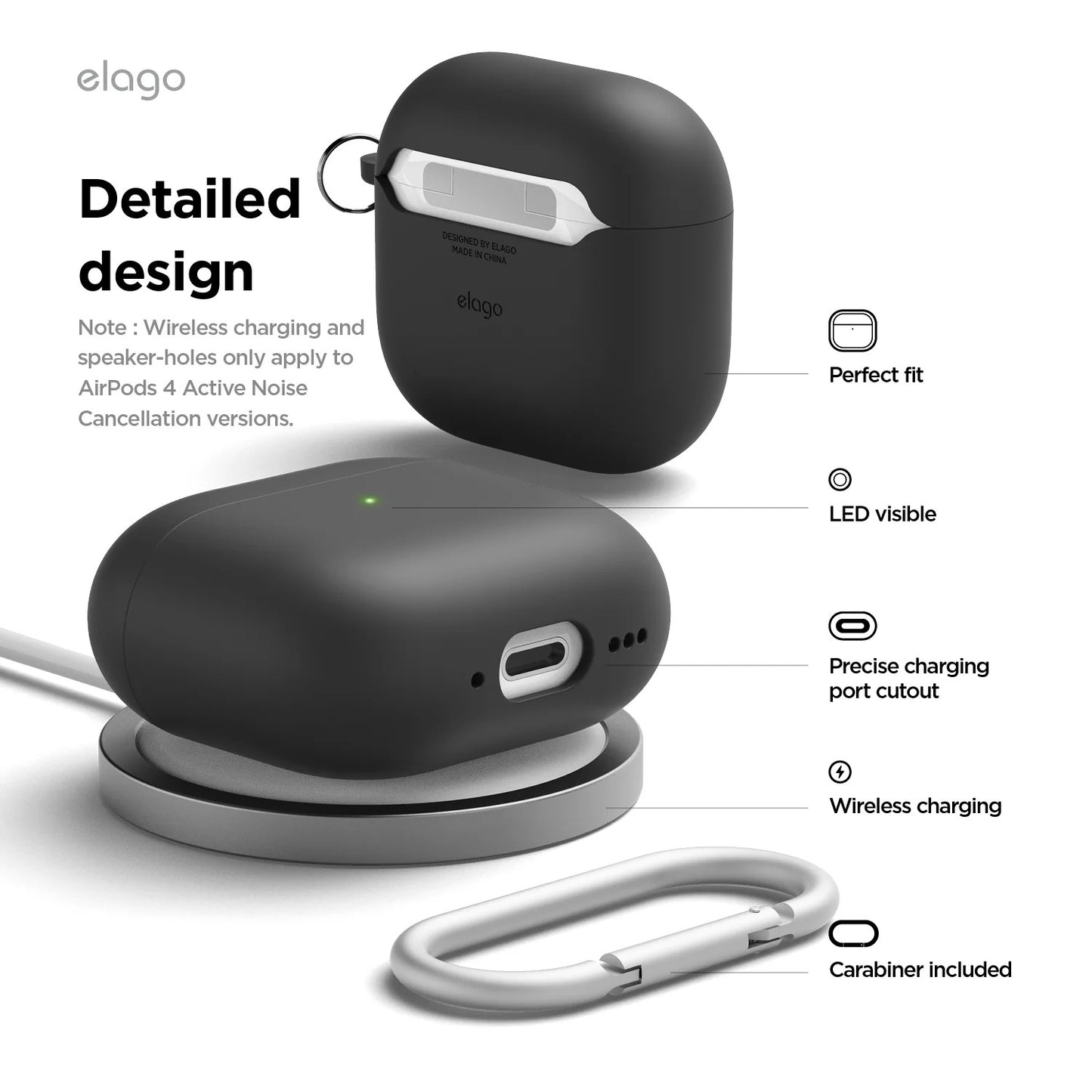 Závěsné pouzdro pro AirPods 4 Elago Hybrid Hang Case - černé - istyle.work