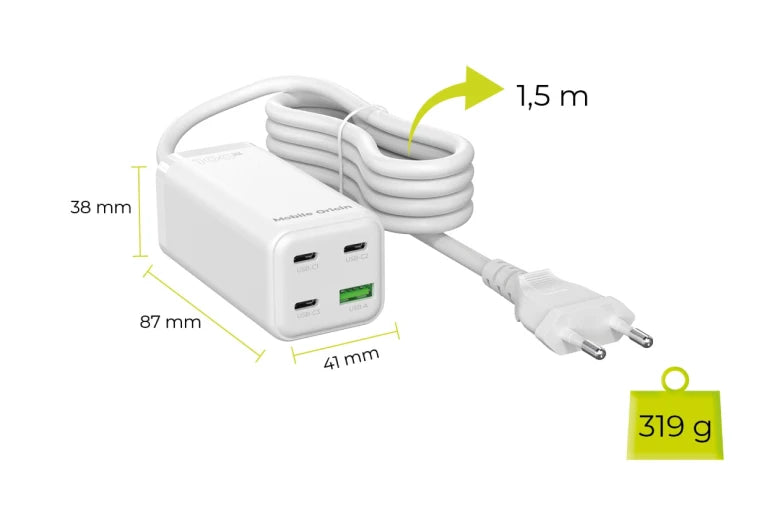 100W GaN nabíječka Mobile Origin Compact MultiHub Charger PW18 - bílá