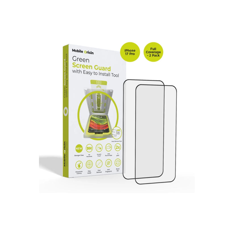 Ochranné sklo pro iPhone 17 Pro Mobile Origin Screen Guard s aplikátorem, úplným pokrytím, 2 ks - istyle.work