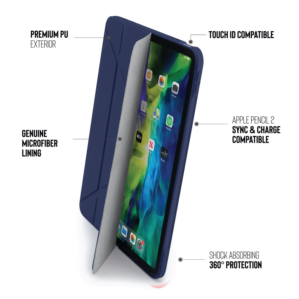 Pouzdro Pipetto Origami pro iPad Air 4 10.9" (2020) - námořnicky modré - istyle.work