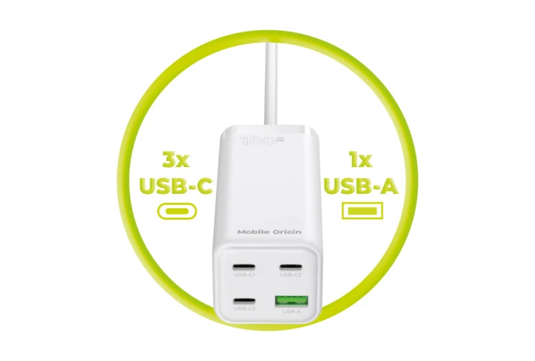 100W GaN nabíječka Mobile Origin Compact MultiHub Charger PW18 - bílá