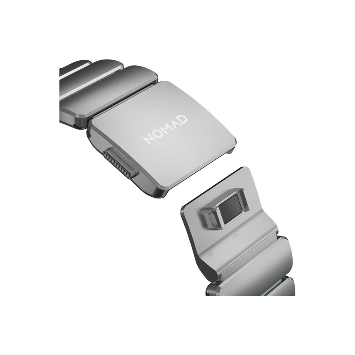 Řemínek pro Apple Watch 45/46/49 mm Nomad Stratos Natural Titanium FKM - Icy Blue Glow