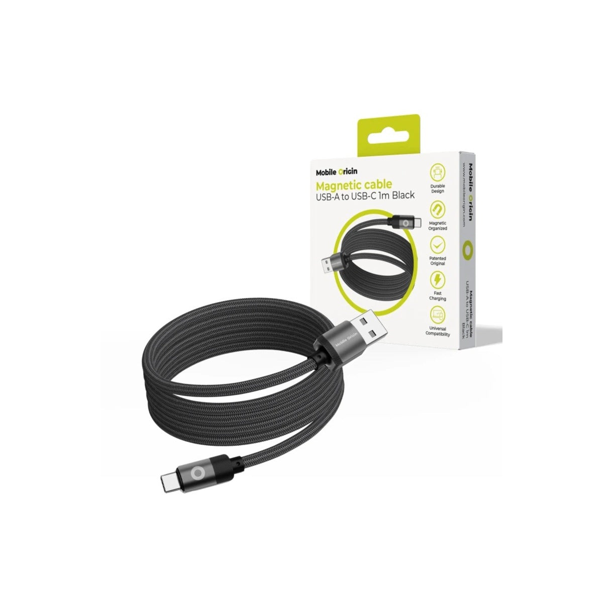 Magnetický 27W nabíjecí kabel Mobile Origin Original Cable USB-A / USB-C 1m - černý - istyle.work