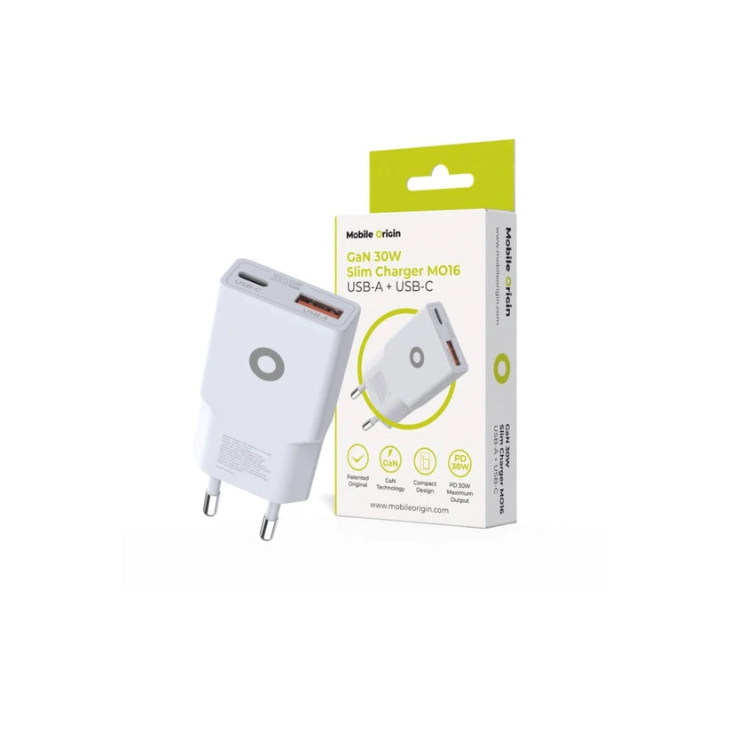 30W adaptér Mobile Origin GaN Slim Charger MO16 - bílý - istyle.work