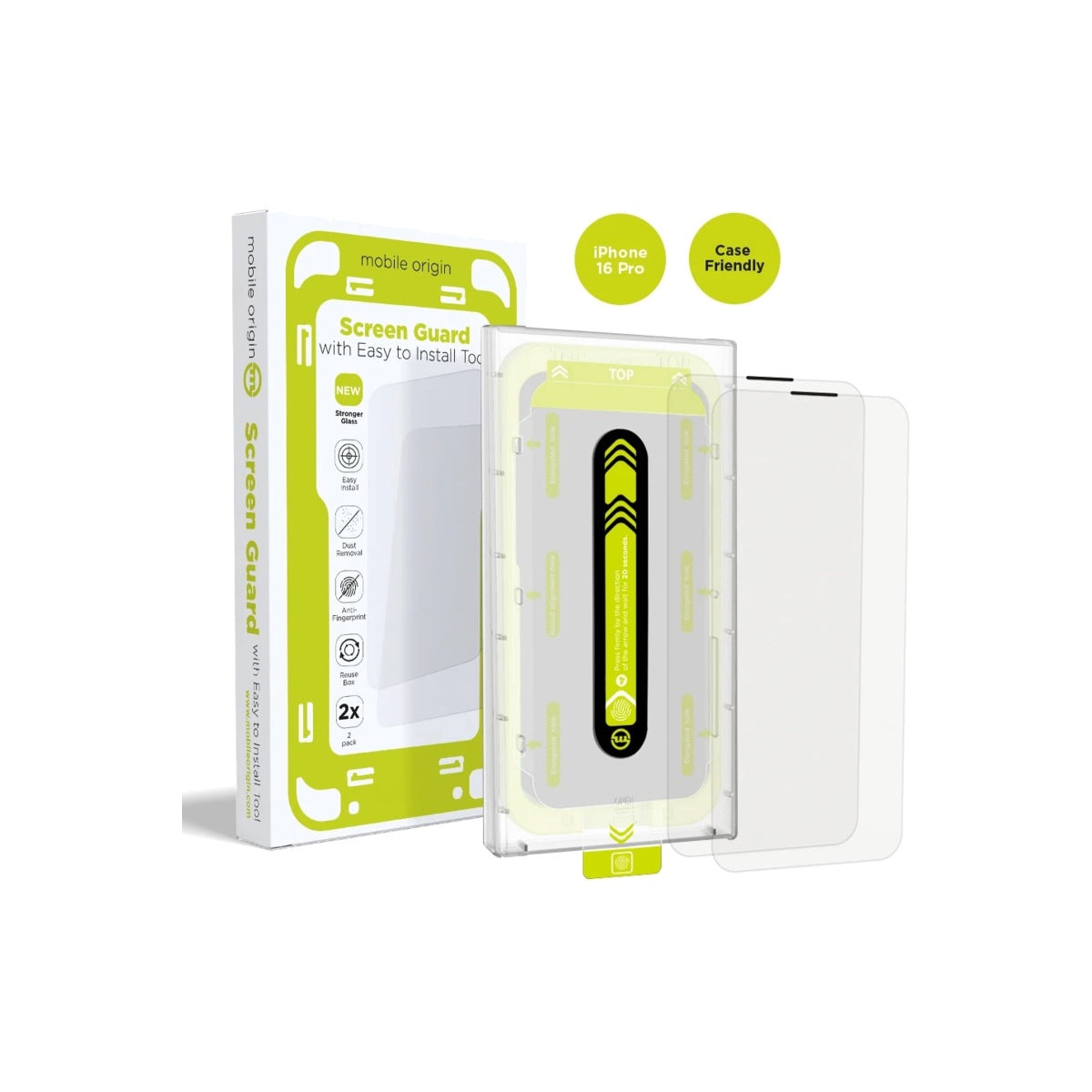 2 kusy ochranného skla pro iPhone 16 Pro Mobile Origin Screen Guard - istyle.work