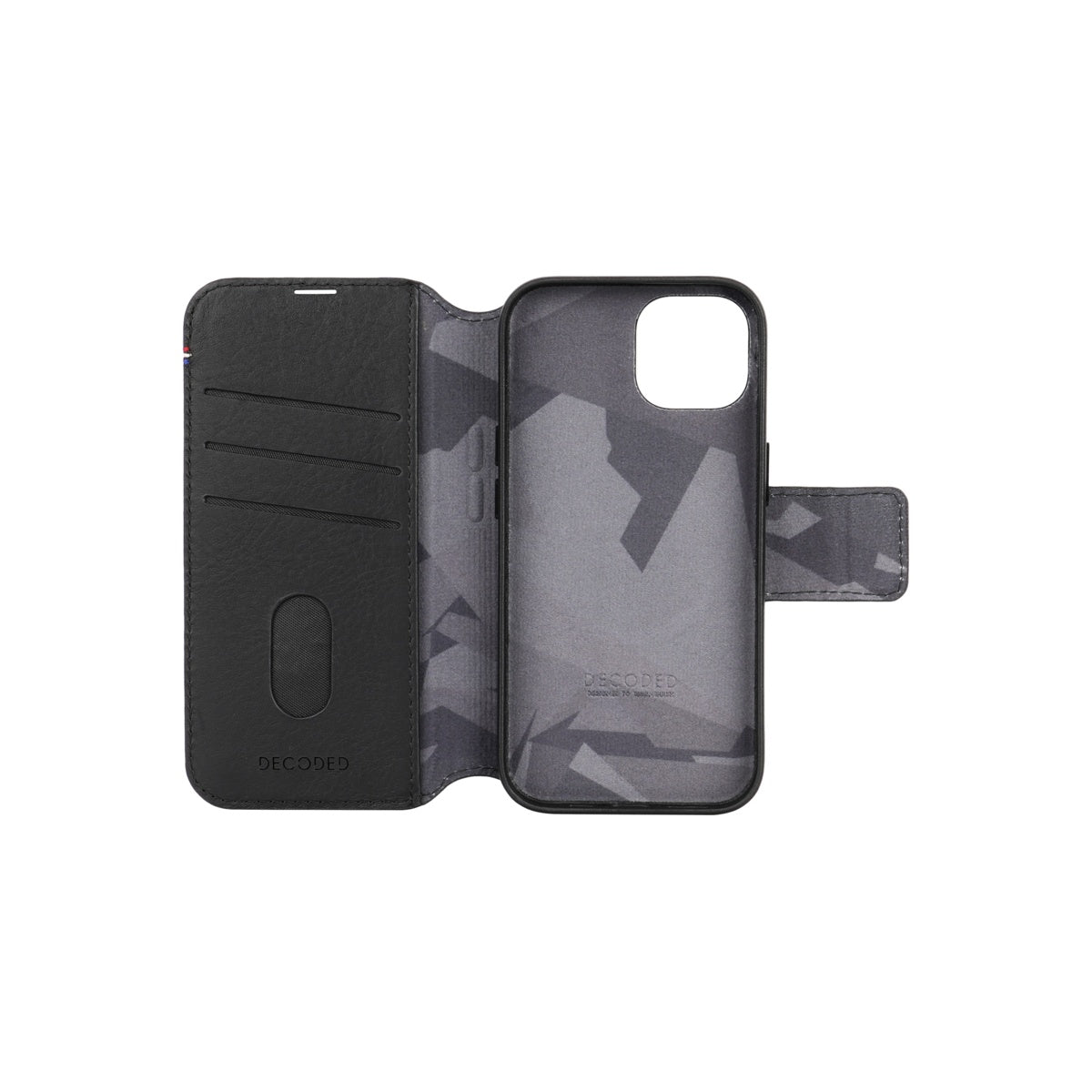 Kožená odnímatelná peněženka Decoded pro iPhone 15 Plus - černá - istyle.work