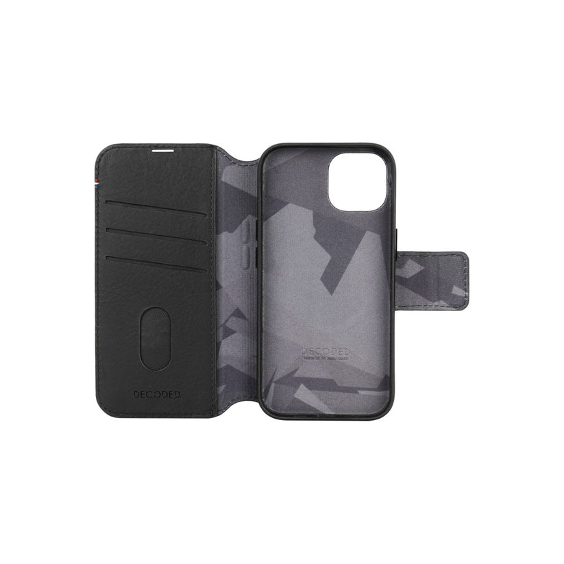 Kožená odnímatelná peněženka Decoded pro iPhone 15 Plus - černá - istyle.work