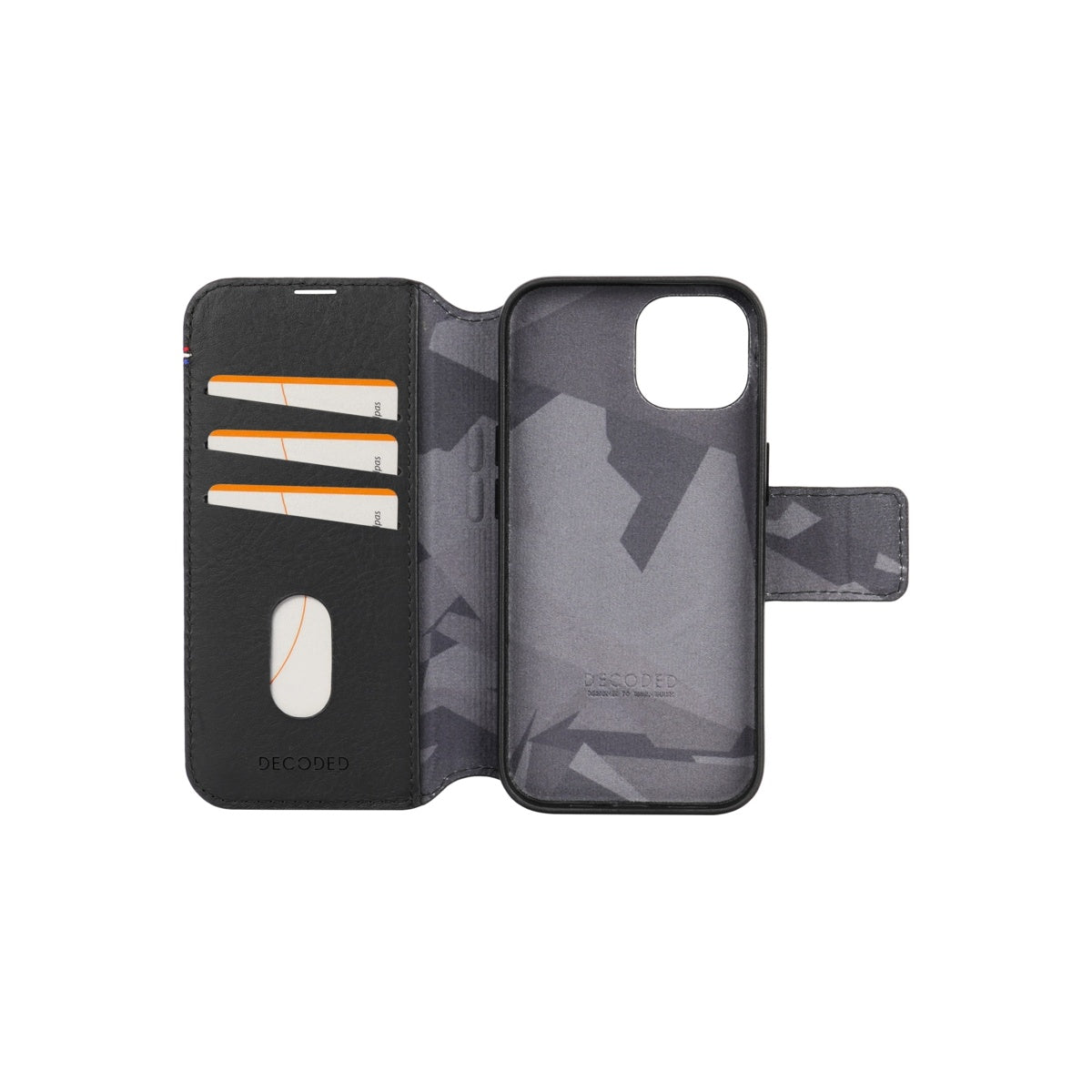 Kožená odnímatelná peněženka Decoded pro iPhone 15 Plus - černá - istyle.work