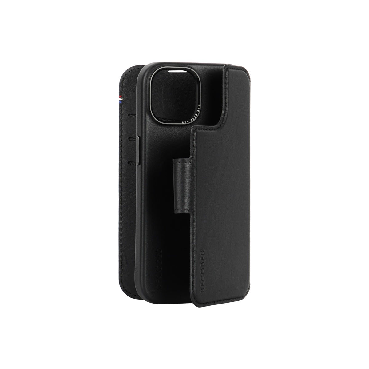 Kožená odnímatelná peněženka Decoded pro iPhone 15 Plus - černá - istyle.work
