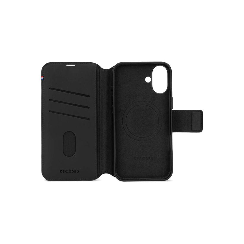 Kožená odnímatelná peněženka Decoded pro iPhone 16 - černá - istyle.work
