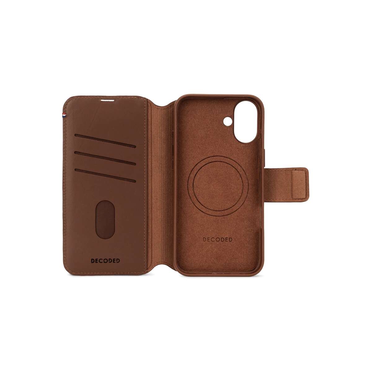 Kožená odnímatelná peněženka Decoded pro iPhone 16 - hnědá - istyle.work