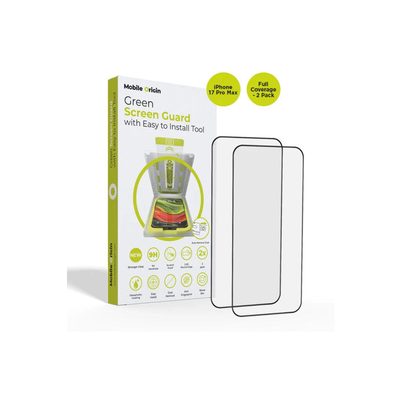 Ochranné sklo pro iPhone 17 Pro Max Mobile Origin Screen Guard s aplikátorem, úplným pokrytím, 2 ks - istyle.work