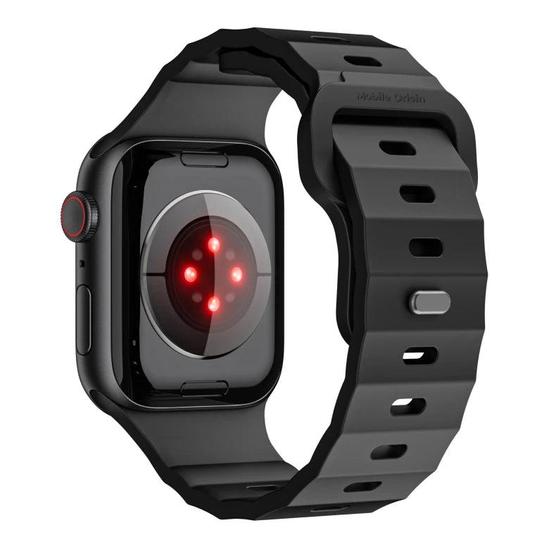 Řemínek pro Apple Watch 44/45/46/49 mm Mobile Origin FKM Strap s kovovým zapínáním - černý