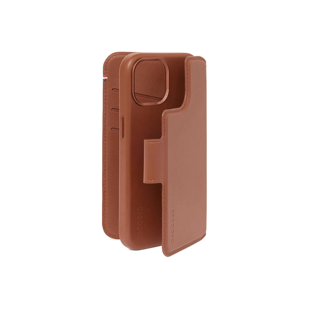 Kožená odnímatelná peněženka Decoded pro iPhone 15 Plus - hnědá - istyle.work