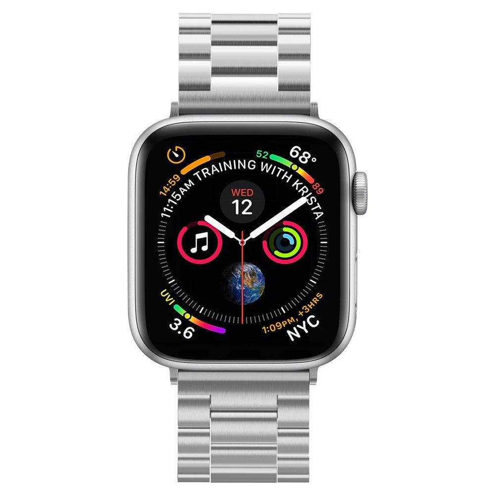 Kovový řemínek pro Apple Watch 42/44/45/49 mm Spigen Modern Fit - stříbrný - istyle.work