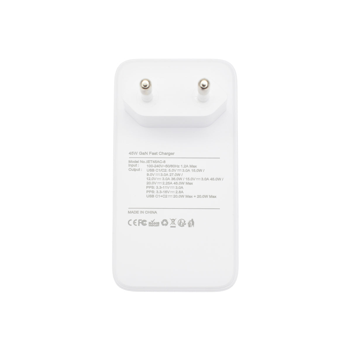 Tenká nabíječka 45W GaN Dviced 2× USB-C – bílá - istyle.work