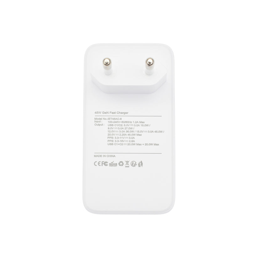 Tenká nabíječka 45W GaN Dviced 2× USB-C – bílá - istyle.work