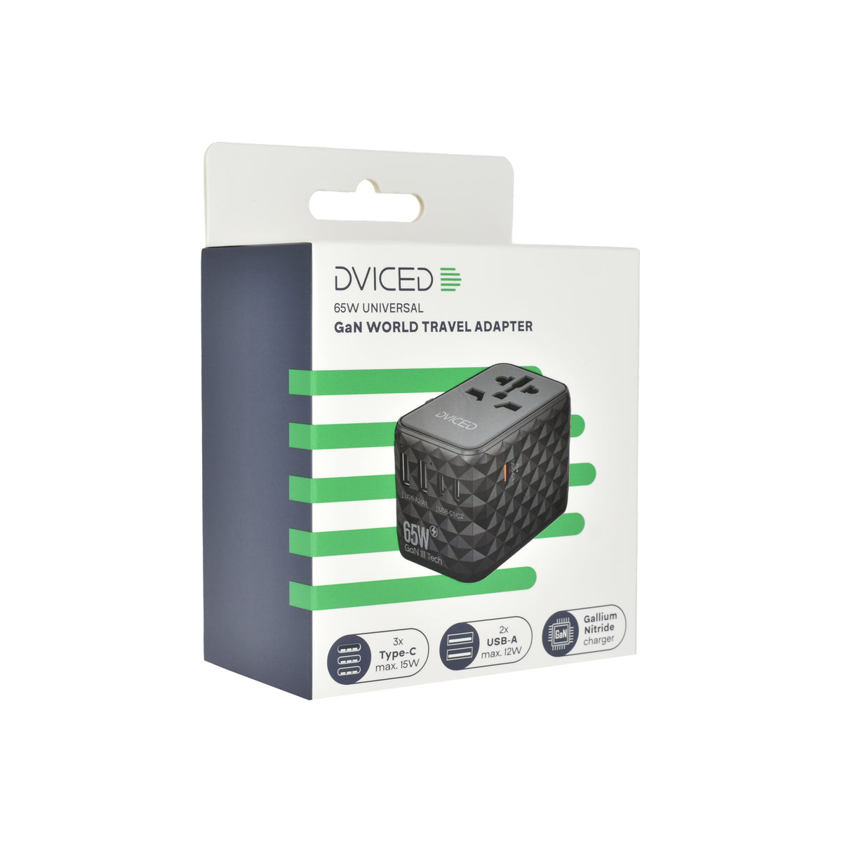 Cestovní adaptér 65W Dviced Universal – černý - istyle.work