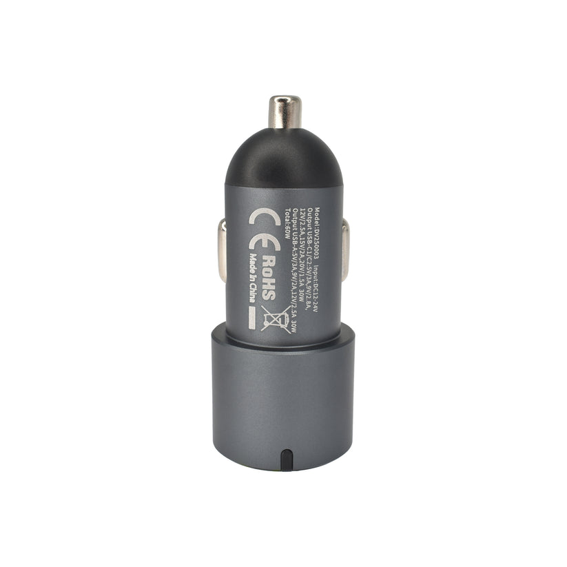 Autonabíječka 60W Dviced 1× USB-A, 2× USB-C – šedá - istyle.work