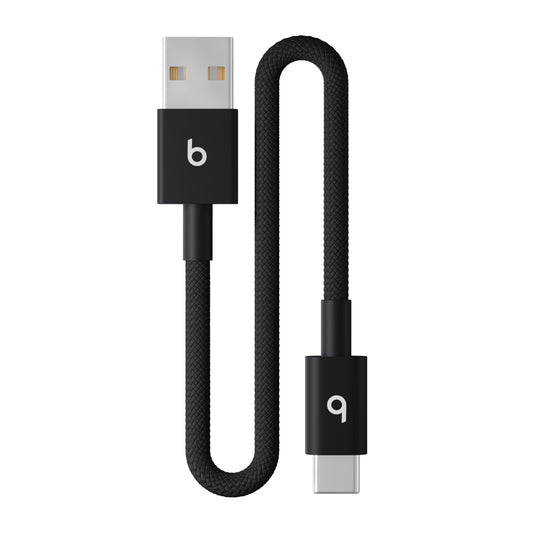 Krátký opletený kabel Beats USB-A / USB-C 20 cm - sytě černá