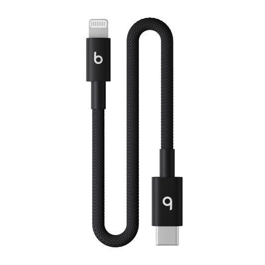 Krátký opletený kabel Beats USB-C / Lightning 20 cm - sytě černá