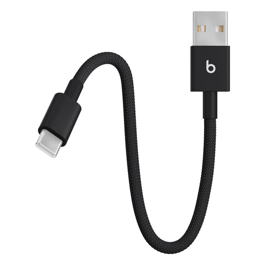 Krátký opletený kabel Beats USB-A / USB-C 20 cm - sytě černá