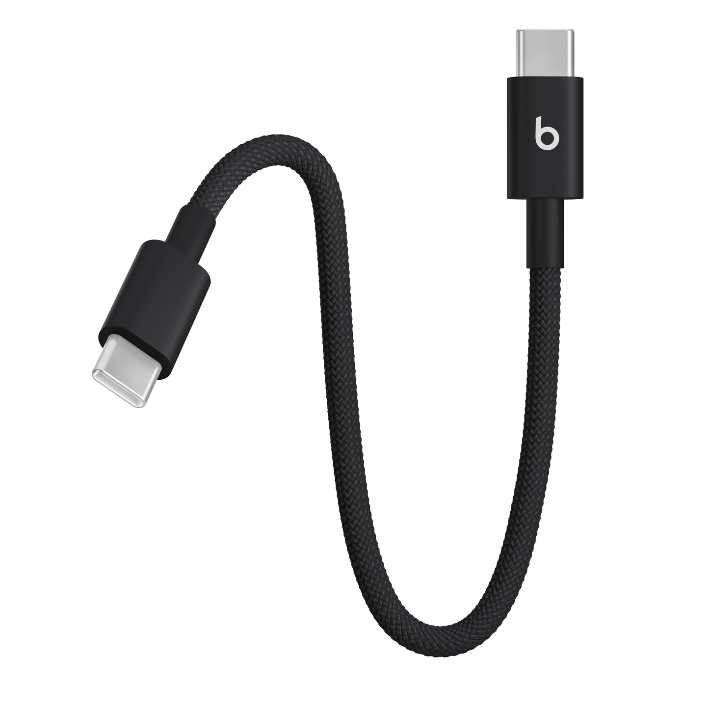 Krátký opletený kabel Beats USB-C / USB-C 20 cm - sytě černá