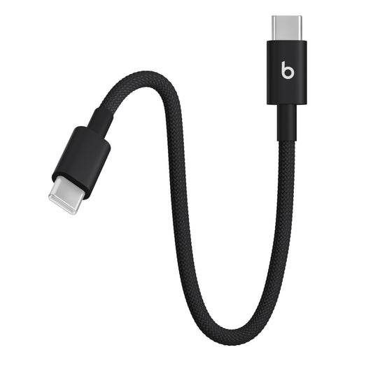 Krátký opletený kabel Beats USB-C / USB-C 20 cm - sytě černá