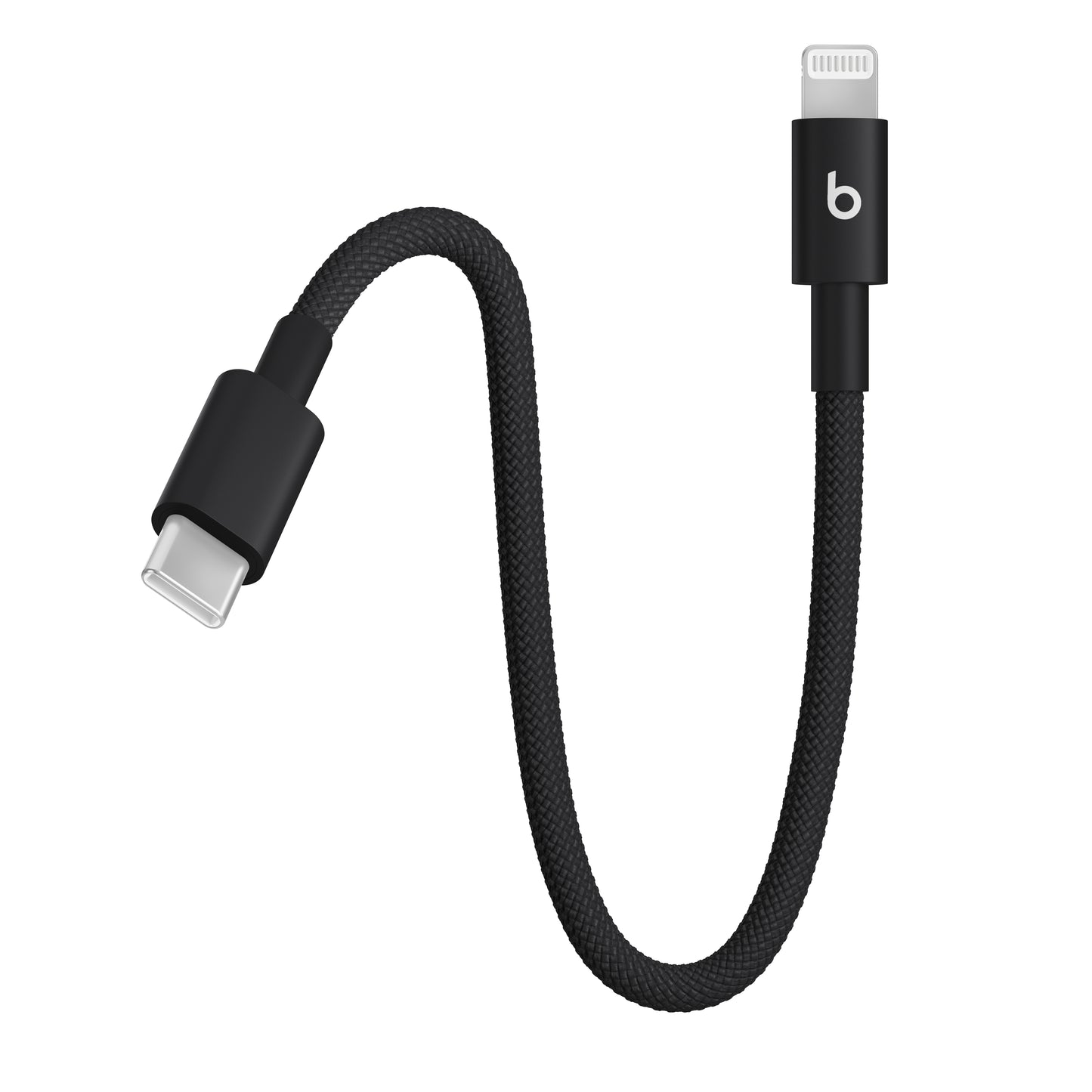 Krátký opletený kabel Beats USB-C / Lightning 20 cm - sytě černá