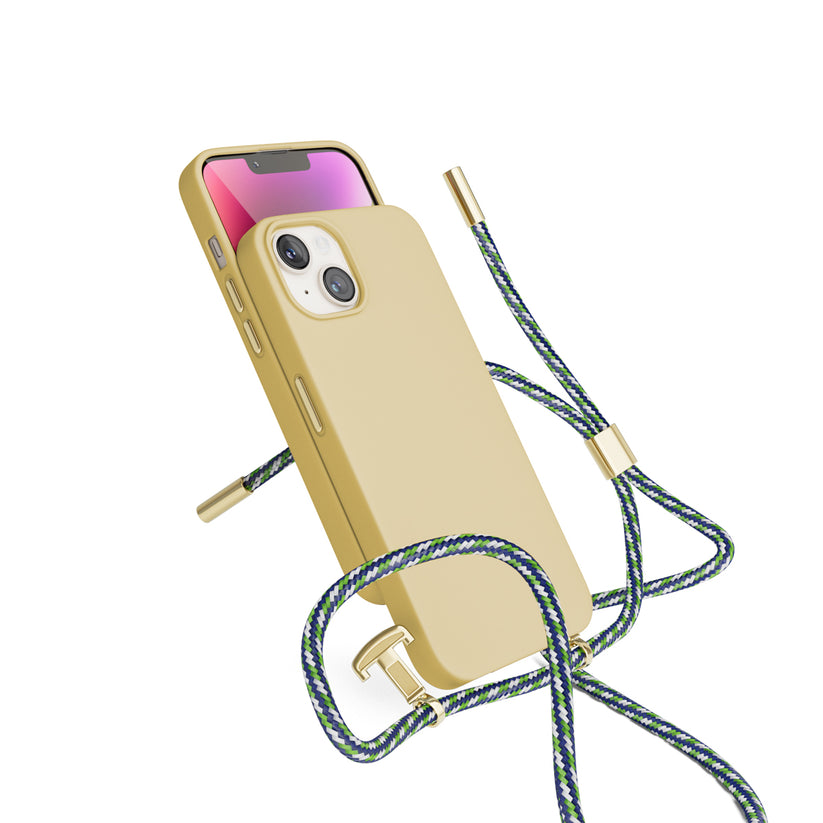 Silikonový kryt se šňůrkou pro iPhone 13/14 Epico - pískový - istyle.work