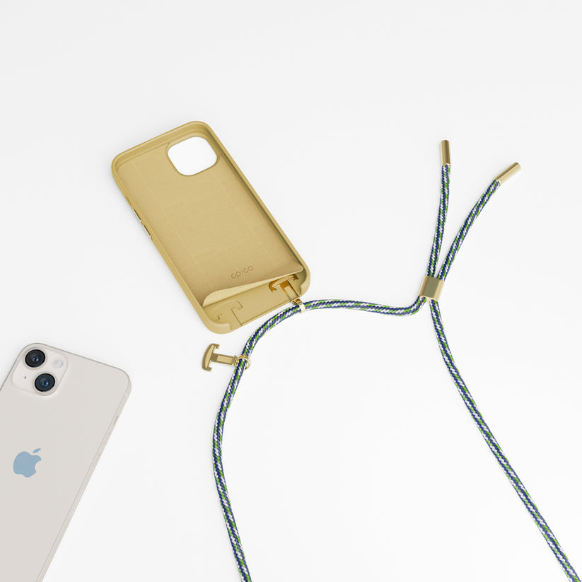 Silikonový kryt se šňůrkou pro iPhone 13/14 Epico - pískový - istyle.work