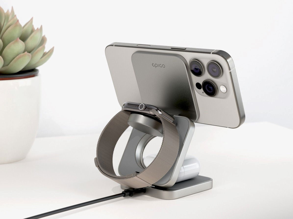 MagSafe bezdrátová nabíječka Epico UltraBase EF45 3v1 - titanová