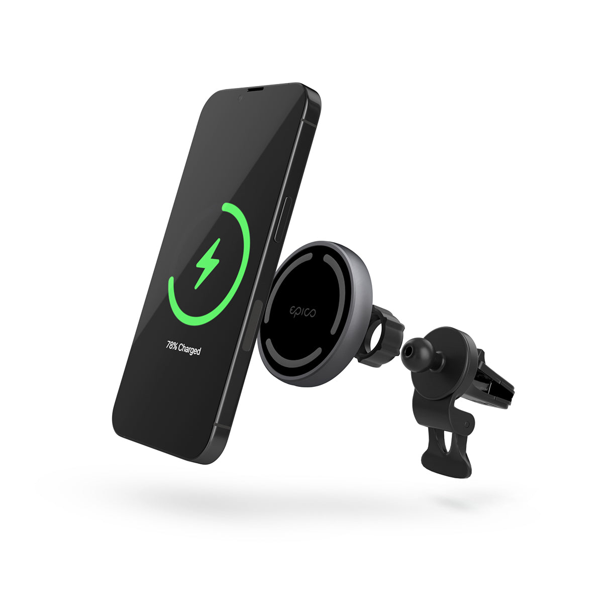 Bezdrátová autonabíječka Epico s podporou MagSafe s adaptérem v balení - vesmírně šedá - istyle.work