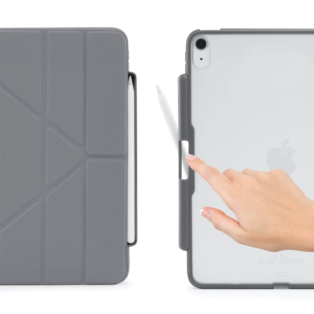 Pouzdro Pipetto Origami pro iPad Air 4 10.9" (2020) s prostorem na Apple Pencil - šedé - istyle.work