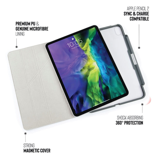 Pouzdro Pipetto Origami pro iPad Air 4 10.9" (2020) s prostorem na Apple Pencil - šedé - istyle.work