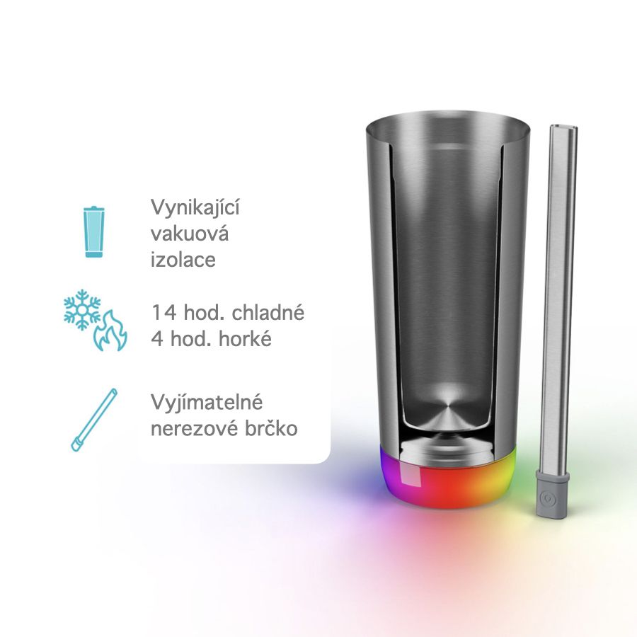 Inteligentní nerezová láhev HidrateSpark Pro Tumbler 592 ml - stříbrná - istyle.work