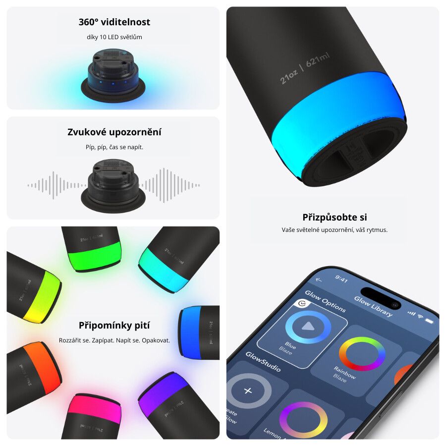 Chytrá lahev HidrateSpark PRO 2 621 ml - bílá