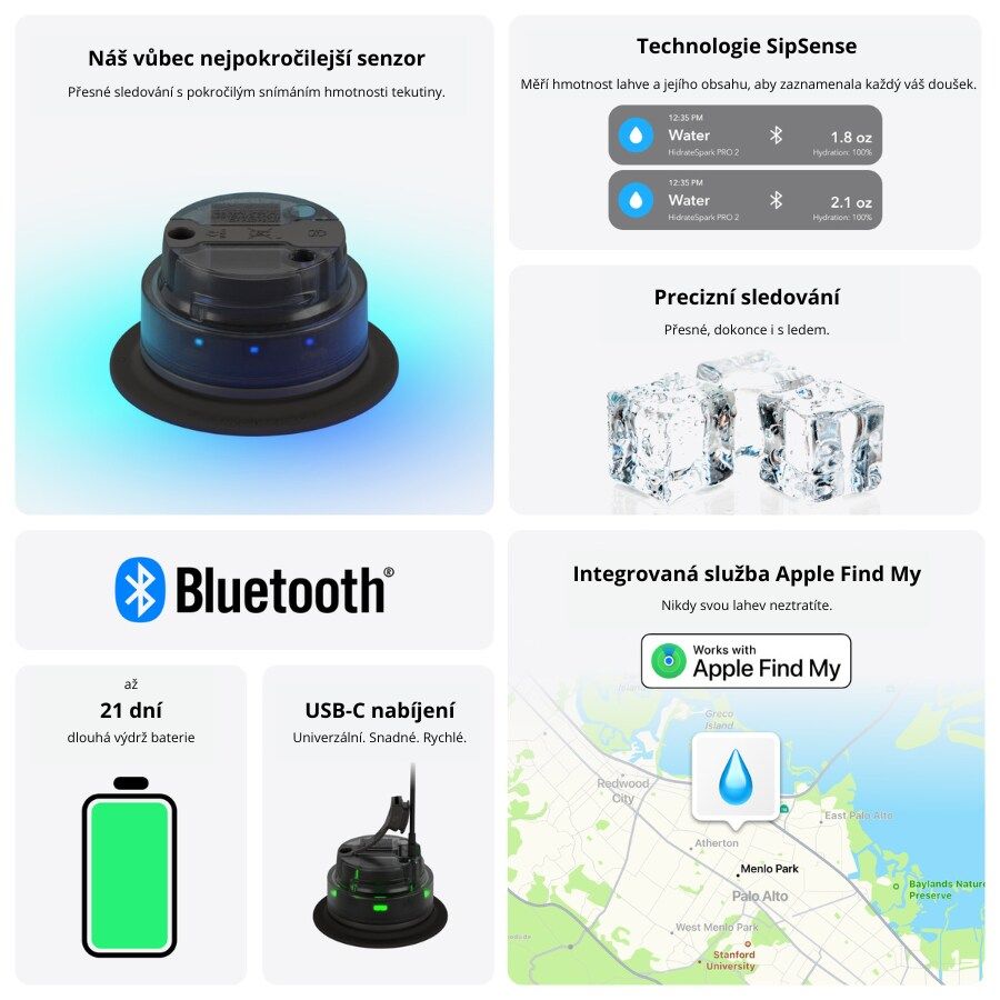 Chytrá lahev HidrateSpark PRO 2 621 ml - černá