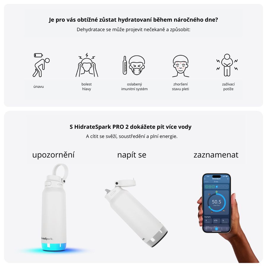 Chytrá lahev s brčkem HidrateSpark PRO 2 950 ml - bílá