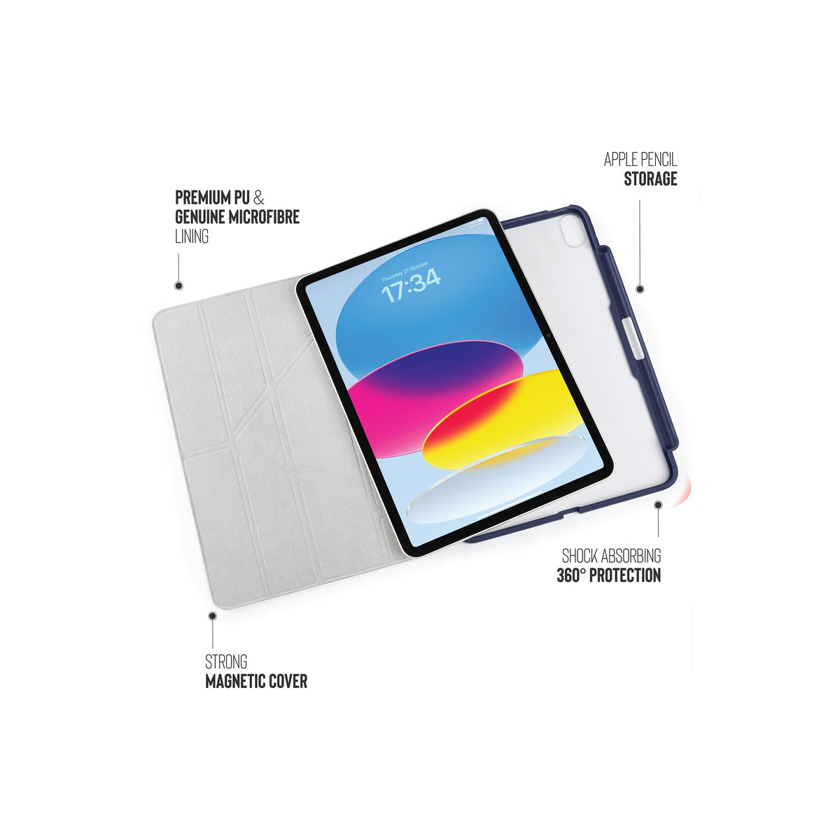 Pouzdro pro iPad 10,9" (2022) Pipetto Origami No3 Pencil Case - tmavě modré