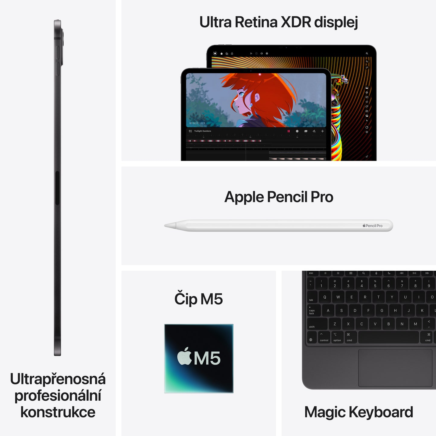 11palcový iPad Pro Wi-Fi + Cellular 1TB se standardním sklem - vesmírně černý