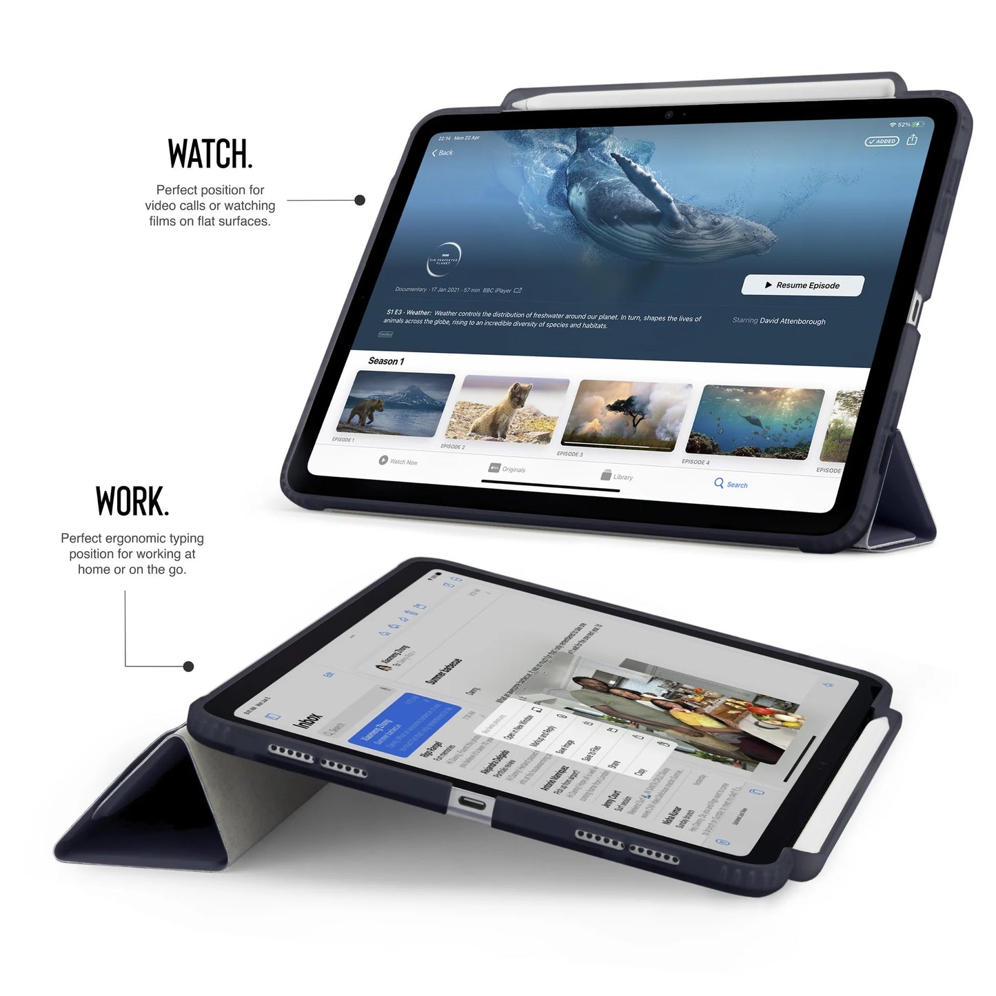 Kryt na iPad Air 13" Pipetto Origami No3 Pencil Case - tmavě modrý - istyle.work