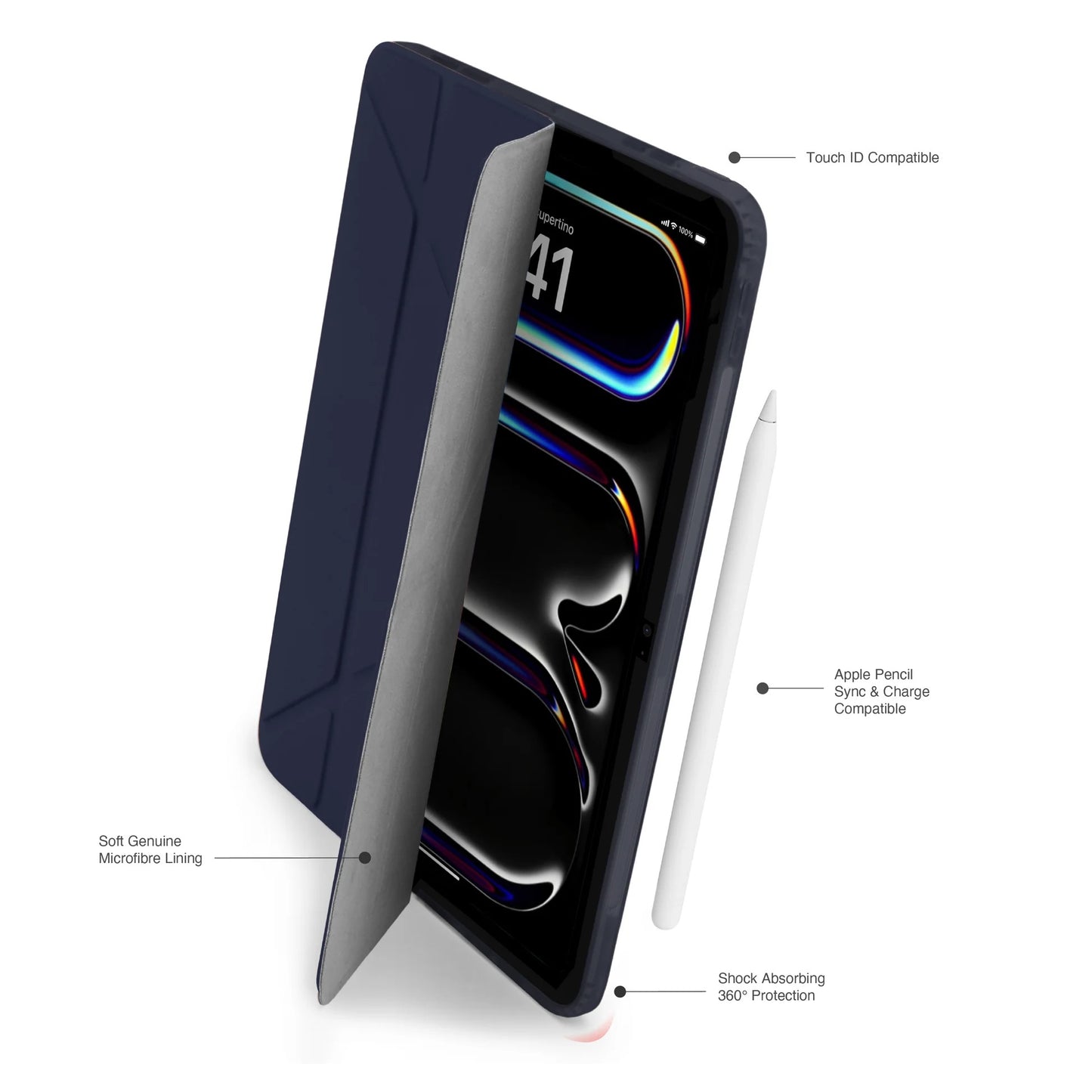 Kryt na iPad Pro 13" Pipetto Origami No1 Original Case - tmavě modrý - istyle.work