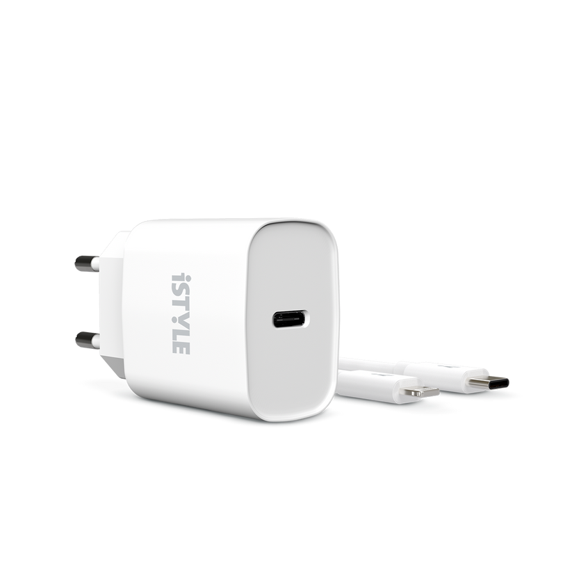 20W PD adaptér s kabelem iSTYLE - bílý - istyle.work