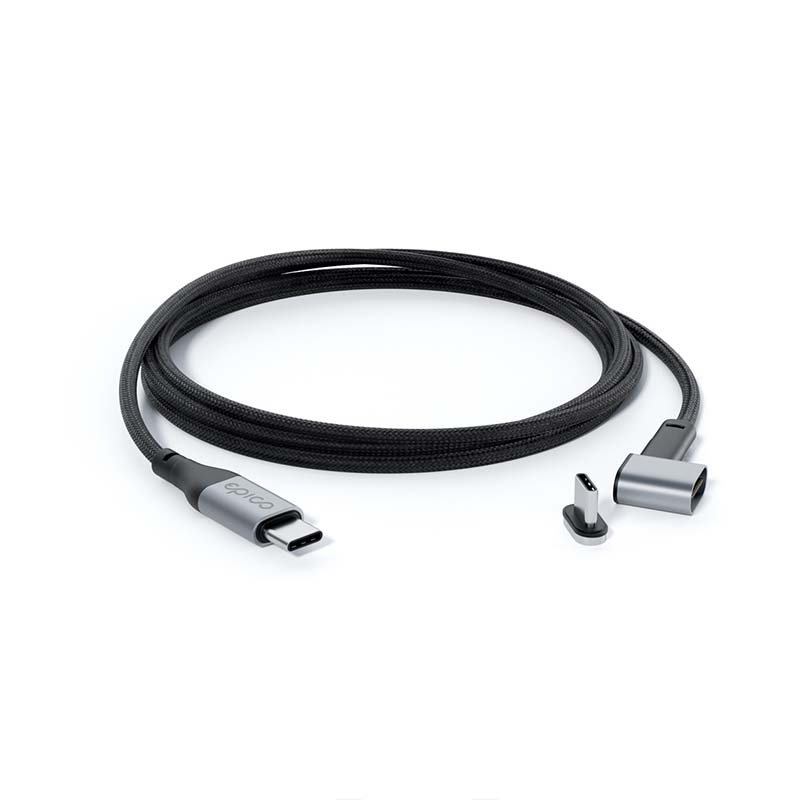 Magnetický opletený datový kabel USB-C na USB-C Epico - šedý - istyle.work
