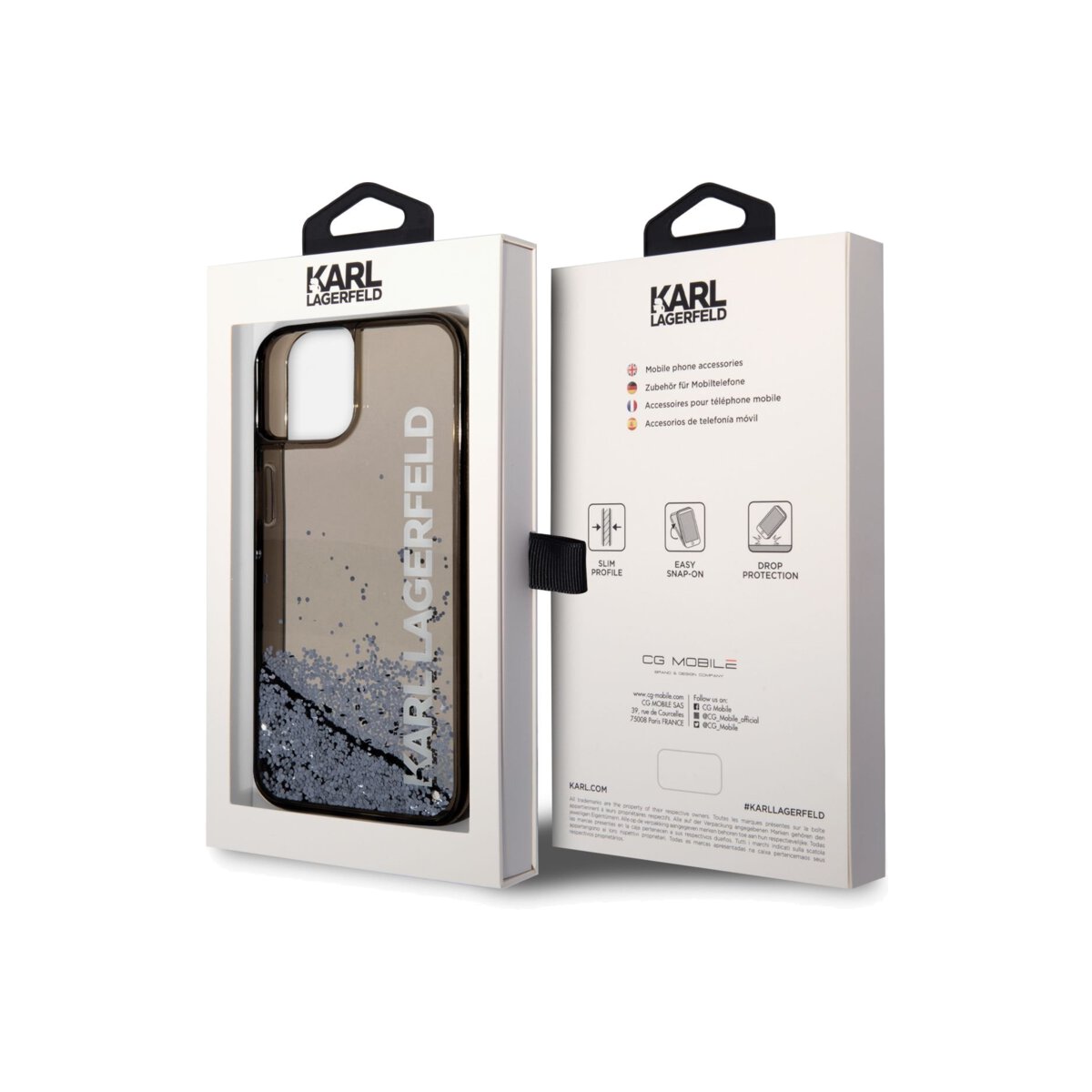 Kryt pro iPhone 14 Plus Karl Lagerfeld Translucent Liquid Glitter - černý - istyle.work