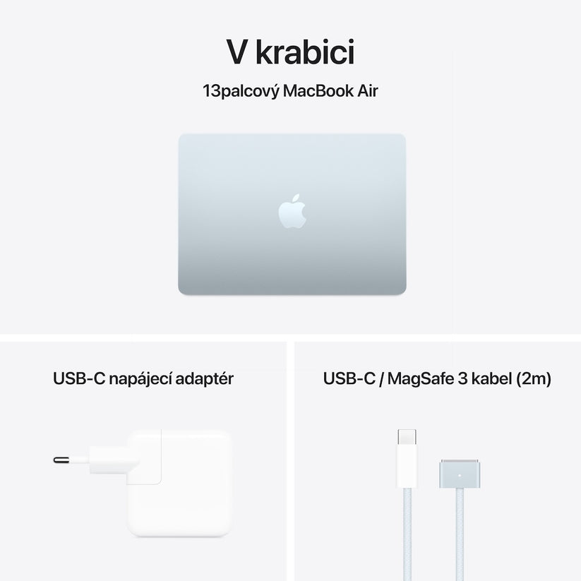MacBook Air 13,6", Apple M4 10jádrové CPU, 8jádrové GPU, 16GB, 256GB SSD, CZ - blankytně modrý (otevřený)